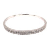 ESTATE 3.03CT DIAMOND 18KT WHITE GOLD CLASSIC ROUND 2 ROW CUFF BANGLE BRACELET