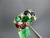 WIDE 2.91CT DIAMOND & AAA RUBY & SAPPHIRE & EMERALD 18KT YELLOW GOLD 3D FUN RING