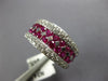 LARGE 2.0CT DIAMOND & AAA RUBY 14K WHITE GOLD CLASSIC MULTI ROW ANNIVERSARY RING