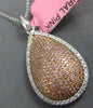 LARGE 1.05CT WHITE & PINK DIAMOND 18KT WHITE GOLD 3D TEAR DROP FLOATING PENDANT