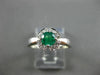 ESTATE .52CT DIAMOND & AAA EMERALD 14KT WHITE GOLD FLOWER ENGAGEMENT RING #15109
