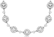 4.60CT DIAMOND 14KT WHITE GOLD 3D ROUND MULTI FLOWER BY THE YARD TENNIS NECKLACE