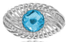 2.86CT DIAMOND & AAA BLUE TOPAZ 14KT WHITE GOLD 3D ROUND CRISS CROSS FLORAL RING