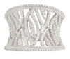 WIDE 1.03CT DIAMOND 14K WHITE GOLD 3D MULTI LEAF OPEN FILIGREE ANNIVERSARY RING