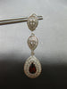 ESTATE LARGE 4.3CT DIAMOND & AAA GARNET 14K WHITE GOLD CLIP ON HANGING EARRINGS