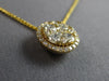 ESTATE .74CT DIAMOND 18KT YELLOW GOLD ROUND FLOWER CLUSTER HALO FLOATING PENDANT