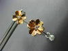 ESTATE .27CT DIAMOND 18KT WHITE & ROSE GOLD 3D FLOWER SOLITAIRE HANGING EARRINGS
