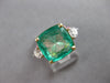 EXTRA LARGE 4.44CT DIAMOND & AAA EMERALD 18K 2 TONE GOLD CUSHION ENGAGEMENT RING