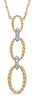 .06CT DIAMOND 14KT 2 TONE GOLD 3D OPEN OVAL LINK LOVE KNOT LARIAT LOVE NECKLACE