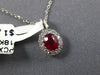SMALL .62CT DIAMOND & AAA RUBY 18KT WHITE GOLD 3D ROUND & OVAL FLOWER PENDANT