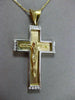 ESTATE LARGE .35CT DIAMOND 14KT TWO TONE GOLD 3 DIMENSION CROSS PENDANT #9875