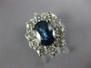 ESTATE LARGE 3.58CT DIAMOND & AAA SAPPHIRE 18K WHITE GOLD FLOWER ENGAGEMENT RING
