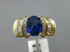 ESTATE 4.20CT DIAMOND & AAA SAPPHIRE 14KT YELLOW GOLD MULTI ROW ENGAGEMENT RING