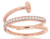 ESTATE .20CT DIAMOND 14KT ROSE GOLD 3D ROUND CLASSIC CRISS CROSS NAIL LOVE RING