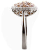 1.53CT WHITE & PINK DIAMOND 18K WHITE AND ROSE GOLD CLUSTER OVAL FLOWER FUN RING