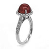 LARGE 5.46CT DIAMOND & AAA RED SAPPHIRE 18T WHITE GOLD CABOCHON ENGAGEMENT RING