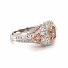 1.37CT WHITE & PINK DIAMOND 18KT WHITE & ROSE GOLD CUSHION & ROUND FILIGREE RING
