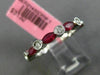 ESTATE 1.03CT DIAMOND & AAA RUBY 18KT WHITE GOLD SEMI ETERNITY ANNIVERSARY RING