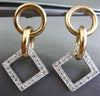 ESTATE .46CT DIAMOND 14KT WHITE & ROSE GOLD 3D CIRCLE & SQUARE HANGING EARRINGS