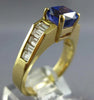 2.95CT DIAMOND & TANZANITE 14K YELLOW GOLD 3D CUSHION & BAGUETTE ENGAGEMENT RING