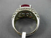 ESTATE LARGE 6.03CT DIAMOND & AAA OVAL RUBY 14KT WHITE GOLD HALO CURVED FUN RING