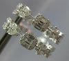3.69CT DIAMOND 18KT WHITE GOLD ROUND & BAGUETTE INSIDE OUT HOOP HANGING EARRINGS