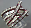 LARGE 2.76CT DIAMOND & AAA RUBY 18K WHITE GOLD 3D MULTI ROW CRISS CROSS FUN RING