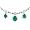 LARGE 16.44CT DIAMOND & AAA EMERALD 18KT WHITE GOLD TRAPEZOID & ROUND NECKLACE