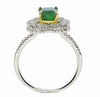 1.54CT DIAMOND & AAA EMERALD 18KT 2 TONE GOLD 3D EMERALD CUT & ROUND FLORAL RING