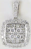 ESTATE 1.00CT DIAMOND 14KT WHITE GOLD CLUSTER SQUARE CLASSIC FLOATING PENDANT