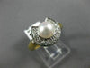 ESTATE DIAMOND 6MM SOUTH SEA PEARL 14K 2 TONE GOLD HALF MOON COCKTAIL RING 21072
