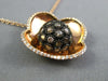 LARGE 1.25CT WHITE & MOCHA DIAMOND 14K ROSE GOLD 3D FLOWER LOVE FLOATING PENDANT