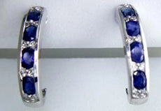 2.32CT DIAMOND & AAA SAPPHIRE 14KT WHITE GOLD 3D OVAL UMBRELLA HANGING EARRINGS