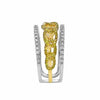 WIDE .75CT WHITE FANCY YELLOW DIAMOND 18K 2 TONE GOLD OVAL LINK ANNIVERSARY RING