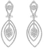 LARGE 2.66CT DIAMOND 14KT WHITE GOLD 3D CLUSTER PAVE MULTI LEAF HANGING EARRINGS