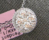 LARGE 1.08CT DIAMOND 14KT WHITE GOLD 3D CLUSTER HALO INVISIBLE FLOATING PENDANT