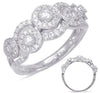 ESTATE .57CT DIAMOND 14KT WHITE GOLD 3D CLASSIC MULTI FLOWER WAVE FUN RING