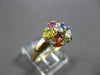 1.75CT DIAMOND & AAA MULTI COLOR SAPPHIRE 14K 2 TONE GOLD FLOWER FUN RING #27939