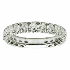 ESTATE .93CT DIAMOND 18KT WHITE GOLD 3D MULTI HEART ETERNITY ANNIVERSARY RING
