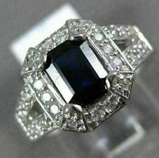 1.30CT DIAMOND & AAA SAPPHIRE 14KT WHITE GOLD 3D HALO FILIGREE ENGAGEMENT RING
