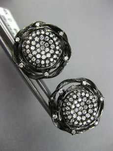ESTATE .80CT DIAMOND 14KT BLACK GOLD 3D CLUSTER FLOWER CLIP ON FUN EARRINGS