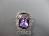 LARGE 4.39CT DIAMOND & AAA AMETHYST 14KT WHITE GOLD FILIGREE SQUARE FLORAL RING