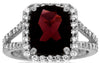LARGE 5.70CT DIAMOND & AAA GARNET 14KT WHITE GOLD CUSHION SQUARE HALO FUN RING