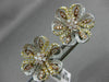 ESTATE LARGE 1.72CT DIAMOND 18KT TRI COLOR GOLD FLOWER FILIGREE CLIP ON EARRINGS