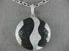 EXTRA LARGE 1.42CT WHITE & BLACK DIAMOND 18KT WHITE GOLD CIRCULAR GLOBE PENDANT