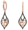 .88CT WHITE & CHOCOLATE FANCY DIAMOND 14KT ROSE GOLD TEAR DROP HANGING EARRINGS