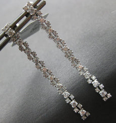 ESTATE 1.05CT DIAMOND 18K WHITE GOLD ROUND 2 ROW CHANDELIER FUN HANGING EARRINGS