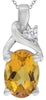 ESTATE .78CT DIAMOND & AAA CITRINE 14KT WHITE GOLD OVAL & ROUND FLOATING PENDANT