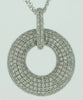 LARGE 1.10CT DIAMOND 14KT WHITE GOLD MULTI ROW CIRCLE OF LIFE FLOATING PENDANT