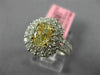 ESTATE LARGE GIA 2.40CT WHITE & FANCY YELLOW DIAMOND 18K TWO TONE GOLD OVAL RING